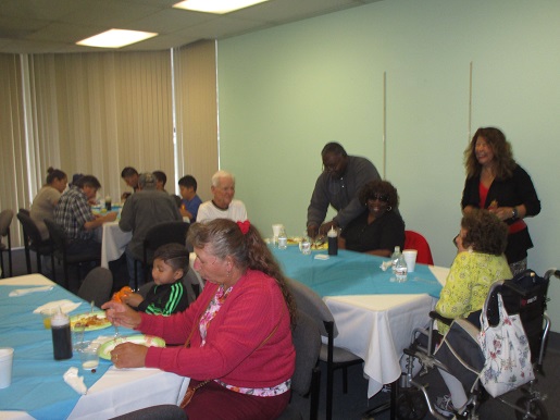 Everyone is enjoying the pancake breakfast funded by Molina Healthcare