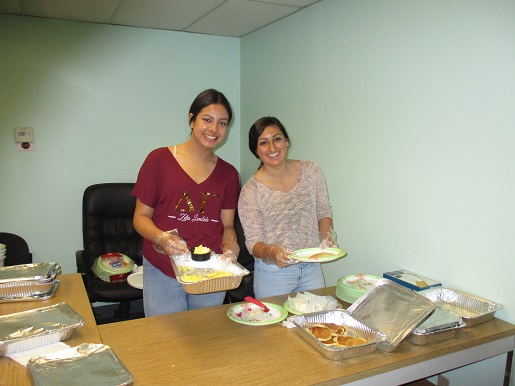 Sorority Volunteers serving up the breakfast