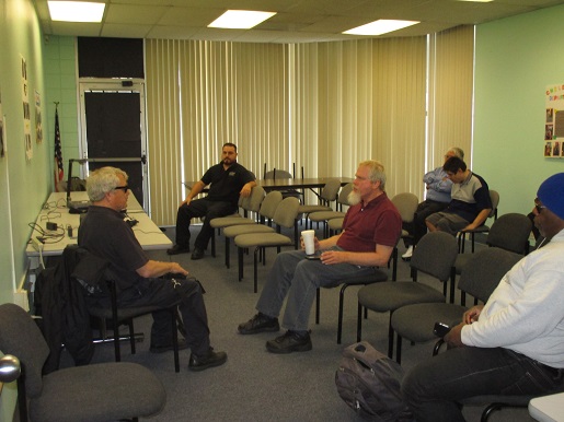 Bob Sweetman is giving his presentation for the Blind Awareness Event