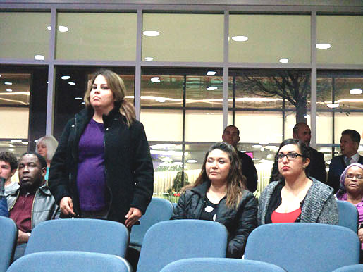 Priscilla, Atonia and Brenda at the Riverside City Hall meeting