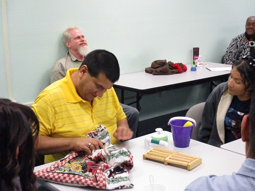 Pete is telling a story using the contents of his bag