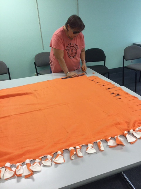 Teresa Mealer is making a comforter in the ILS class.