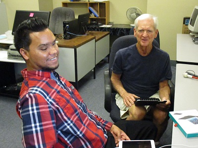 Feliciano and Richard in the computer lab at BSS