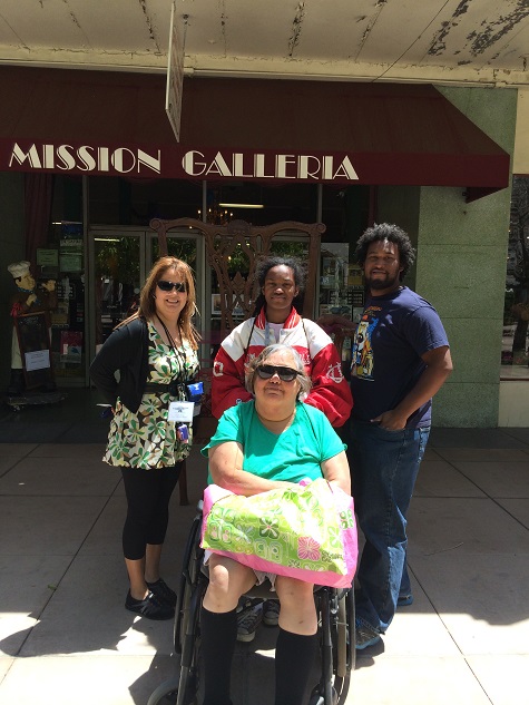 Charlotte is learning how to travel to the Galleria Mall with instructor Priscilla