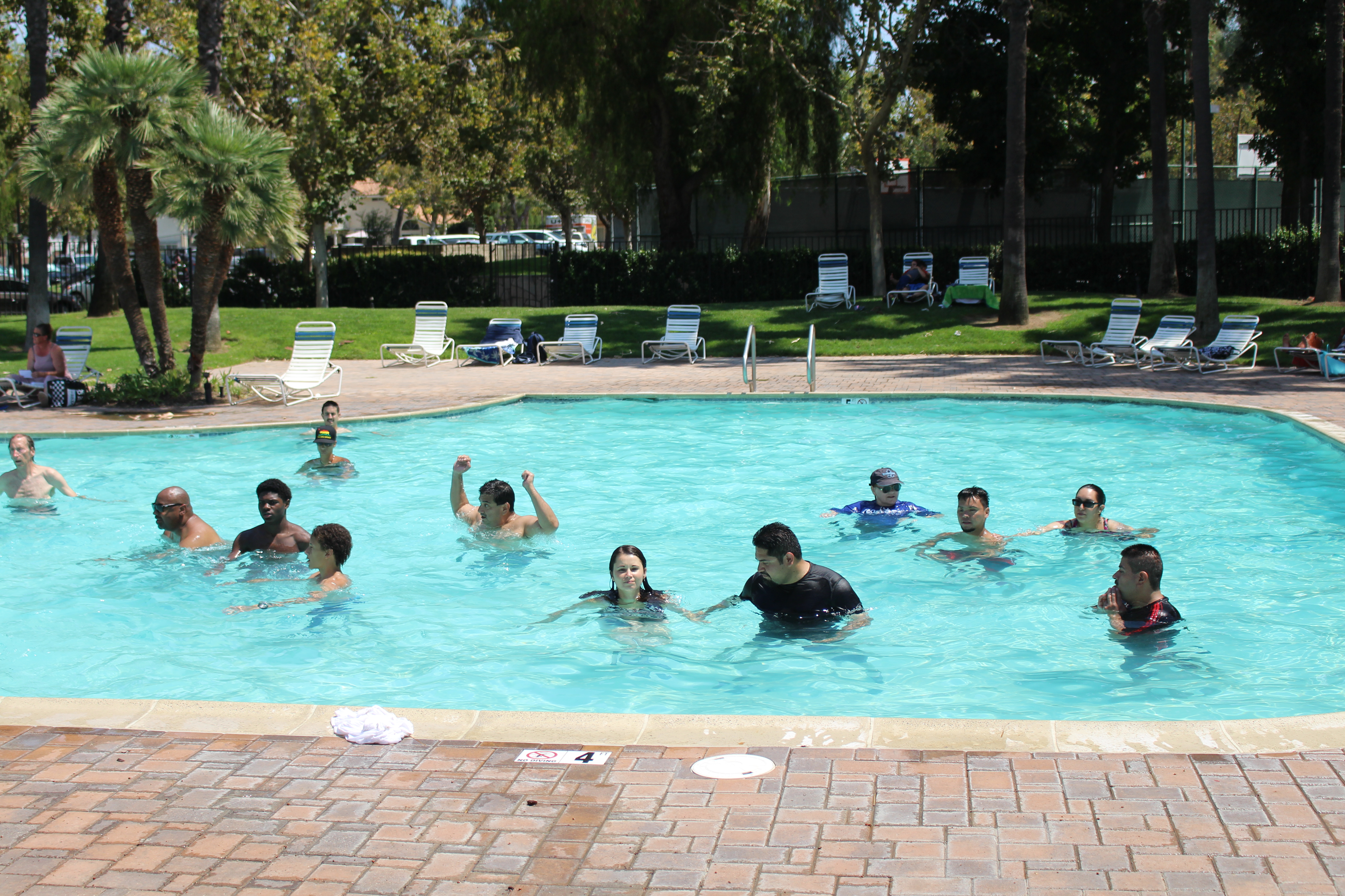 Front view of Team BSS in the pool 