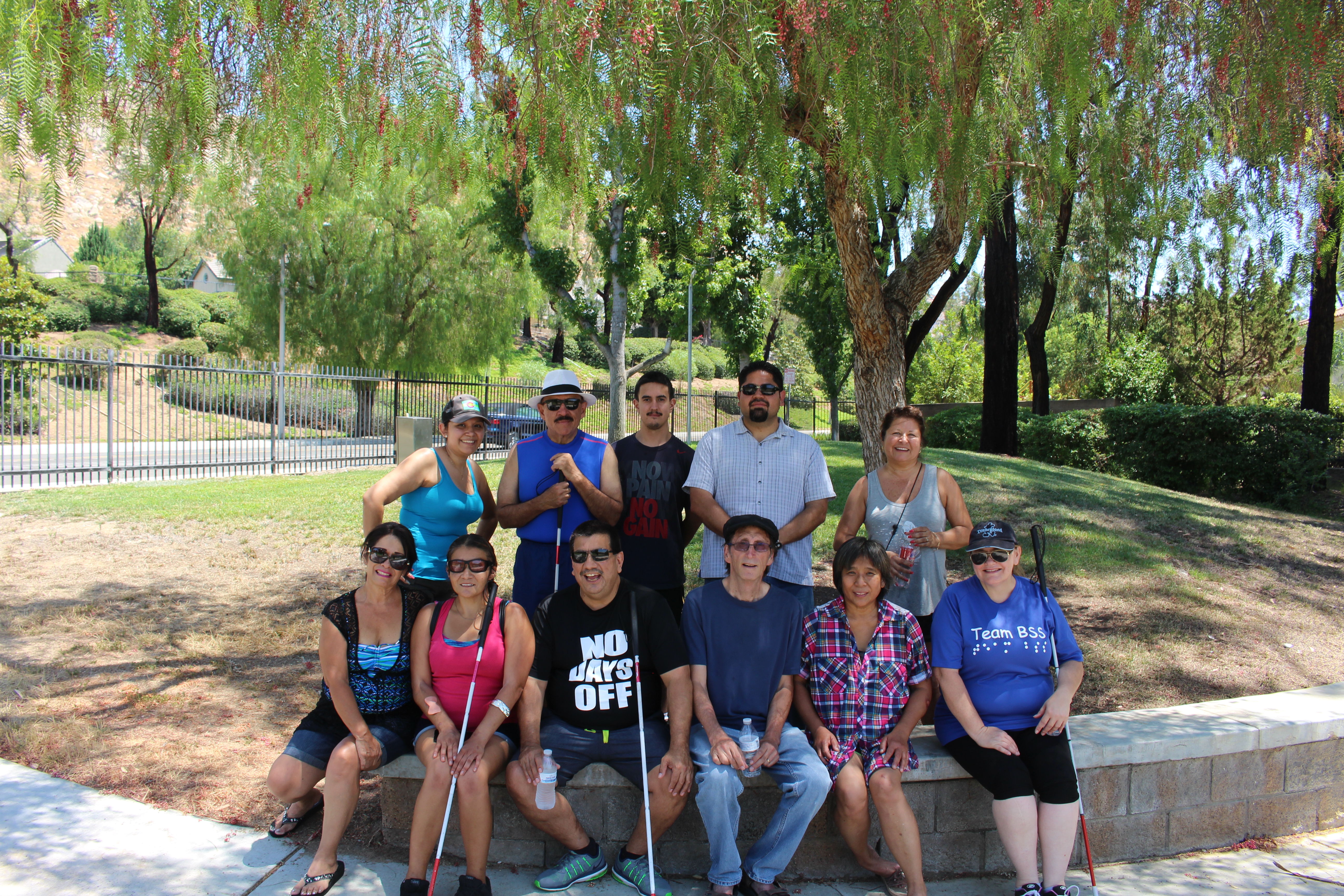 A group that splintered off during lunch and went for a walk along a second path