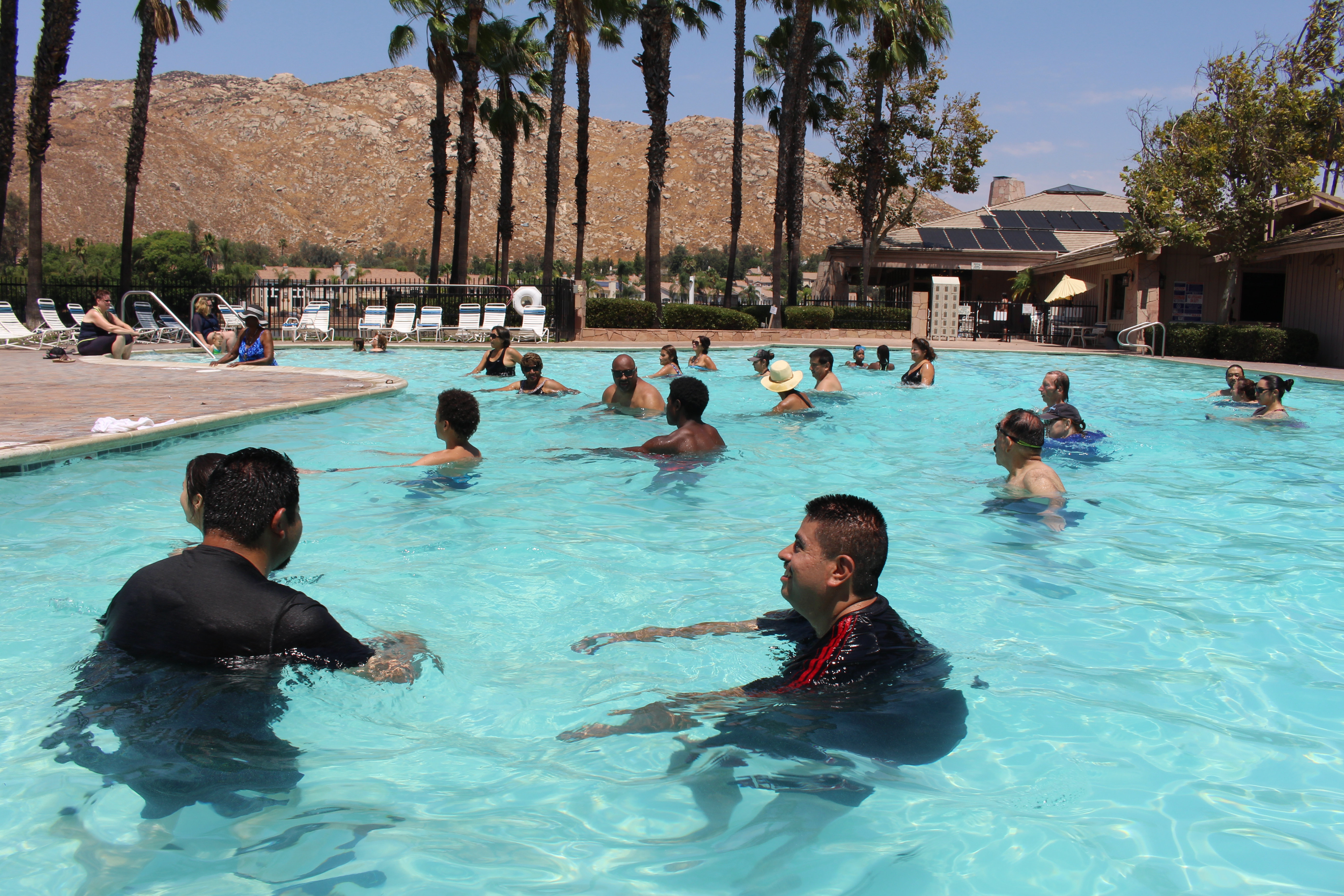 Team BSS in the water during the aqua fit class