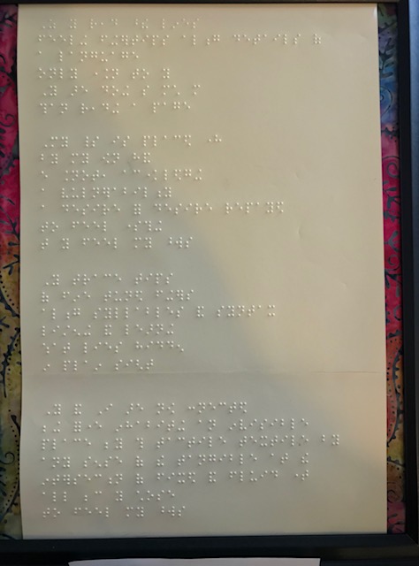 close up on the brailled poem